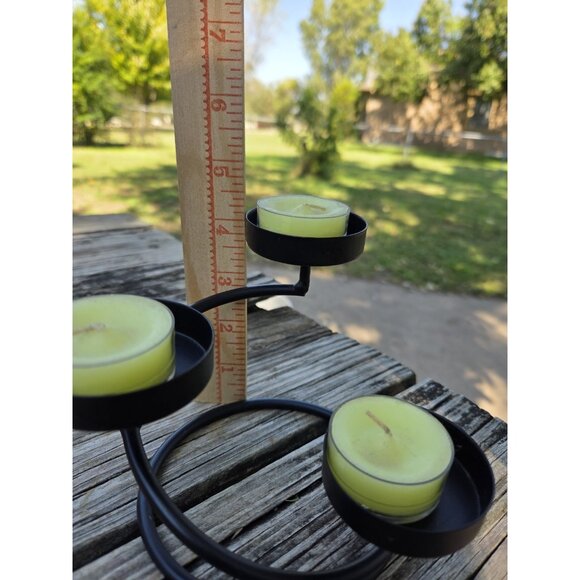 Wrought Iron Spiral Trio‎ Three Candle Holder Stand Black Metal Decor - Picture 7 of 8